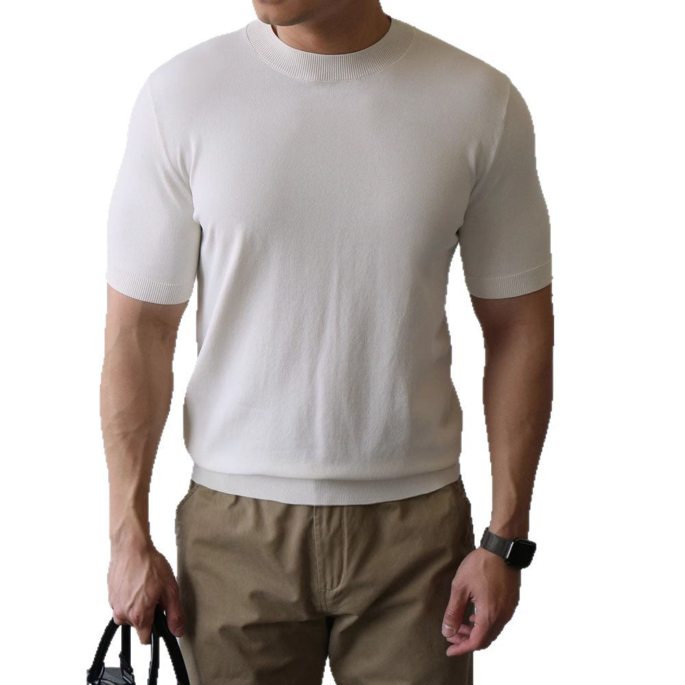 Amalfi Men's Black Mock Neck T-Shirt | Fitted Short-Sleeve Style 1