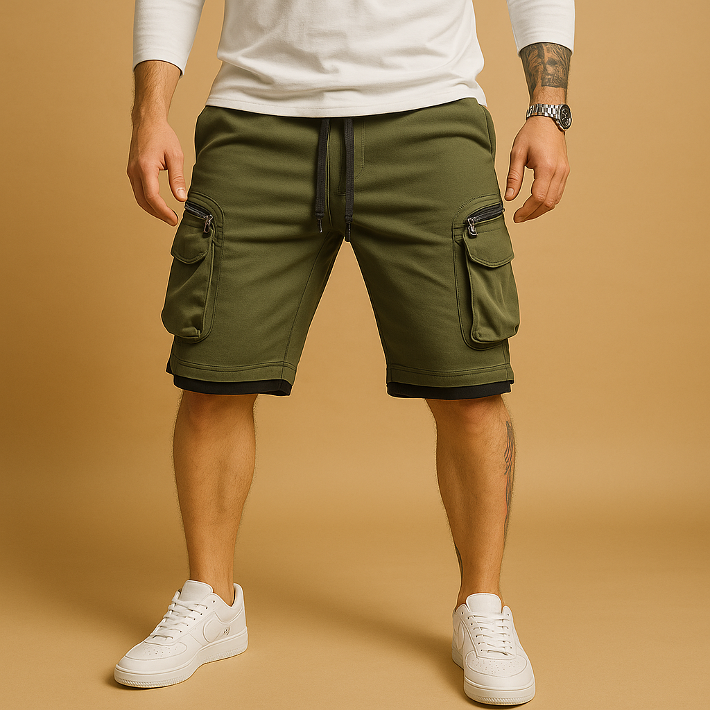 Ethan Men's Cargo Shorts with Adjustable Drawstring | Relaxed Fit and Multiple Pockets 0