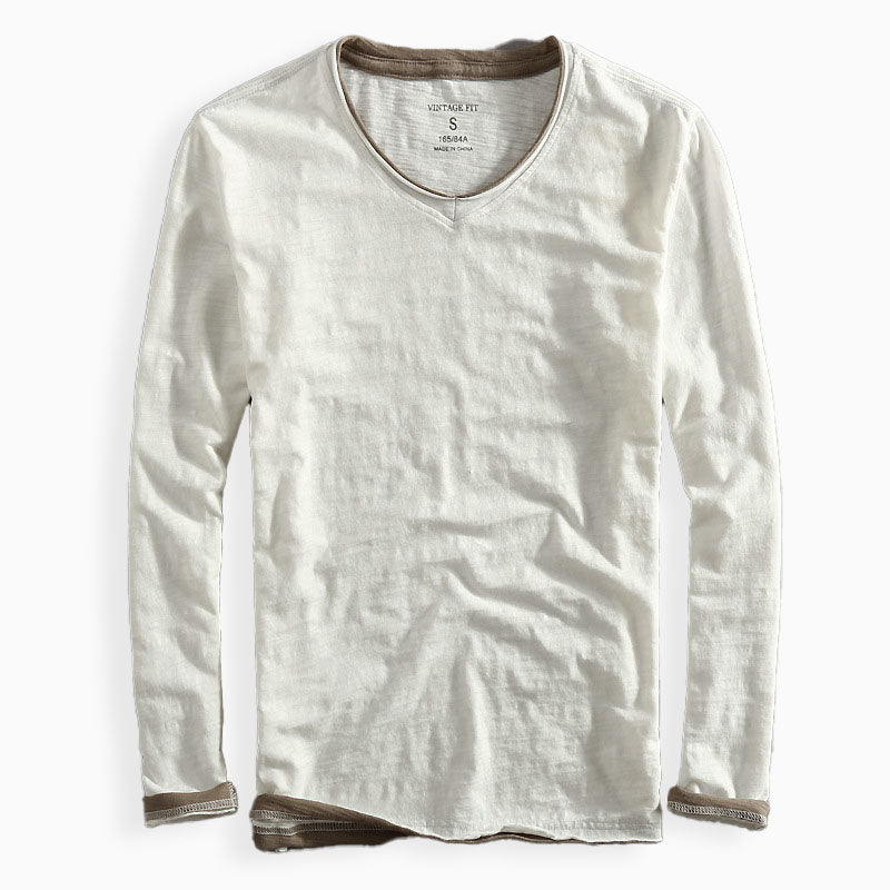 Layered Hem Long Sleeve V Neck Women's Top for Effortless Style 3