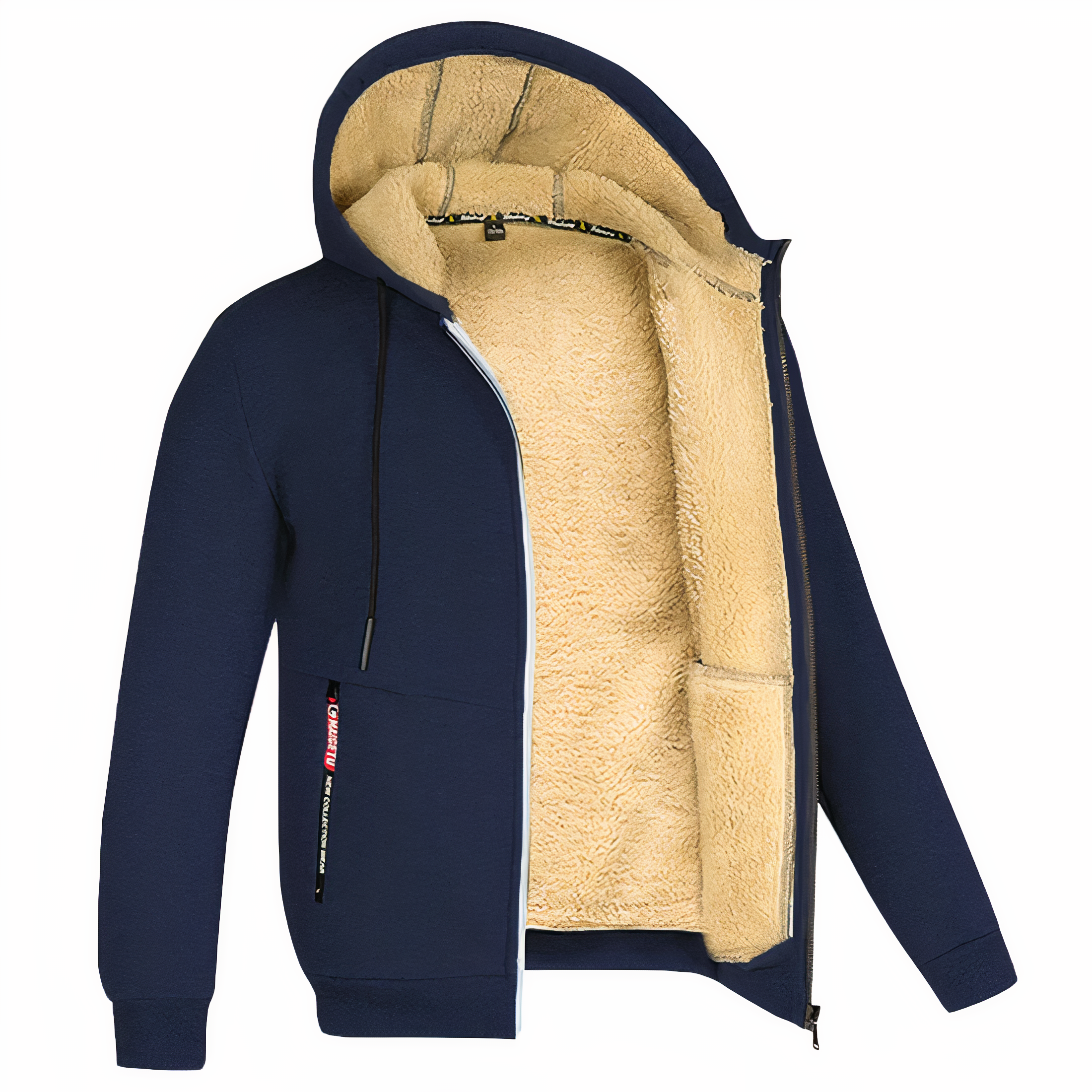 Men's Fleece Lined Hooded Jacket with Zip-Up Closure for Winter Warmth and Style 5