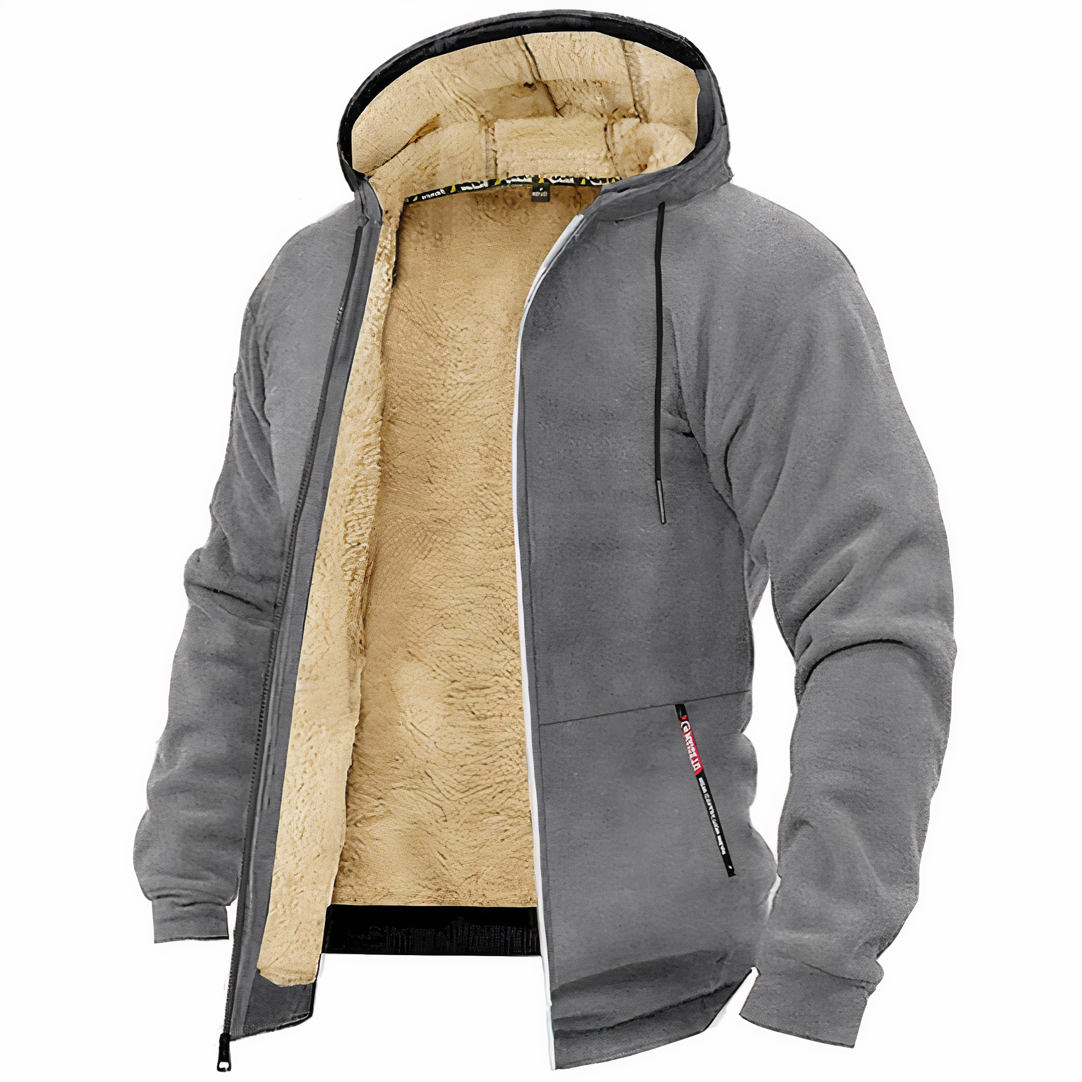 Men's Fleece Lined Hooded Jacket with Zip-Up Closure for Winter Warmth and Style 6