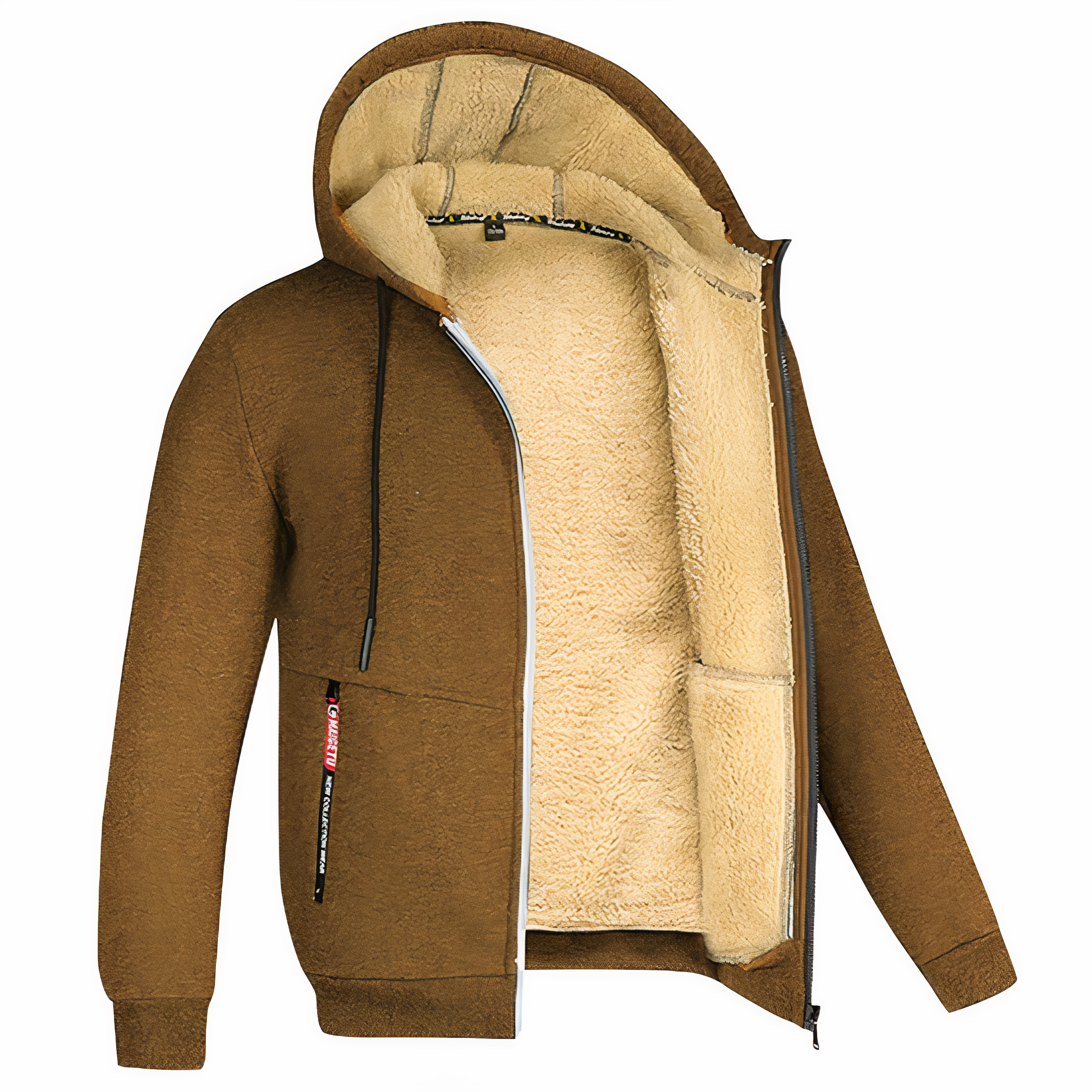 Men's Fleece Lined Hooded Jacket with Zip-Up Closure for Winter Warmth and Style 8