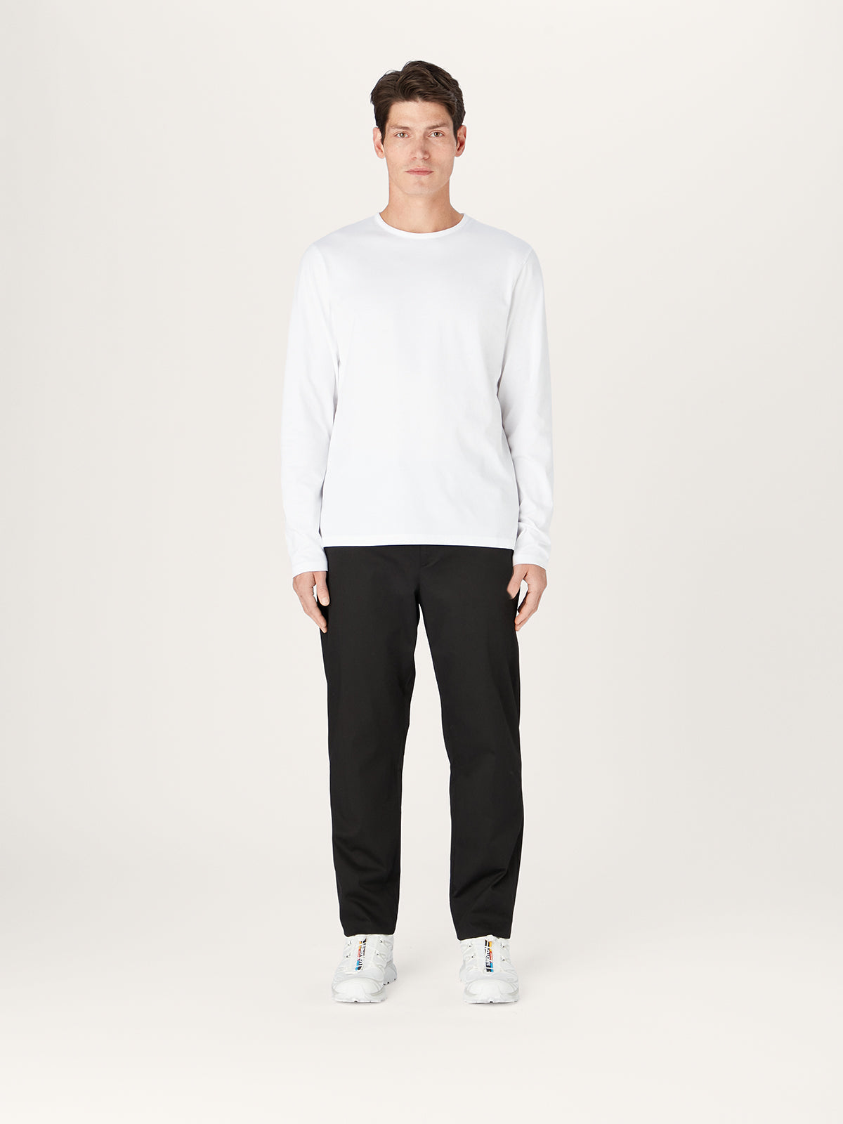 White Long Sleeve T-Shirt | Premium Organic Cotton with Split Sides for Comfort and Style 1