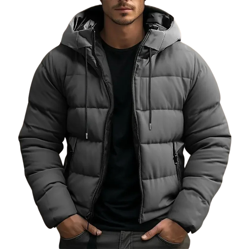 Hooded Puffer Jacket for Men | Stylish Quilted Winter Coat with Zip Front 1