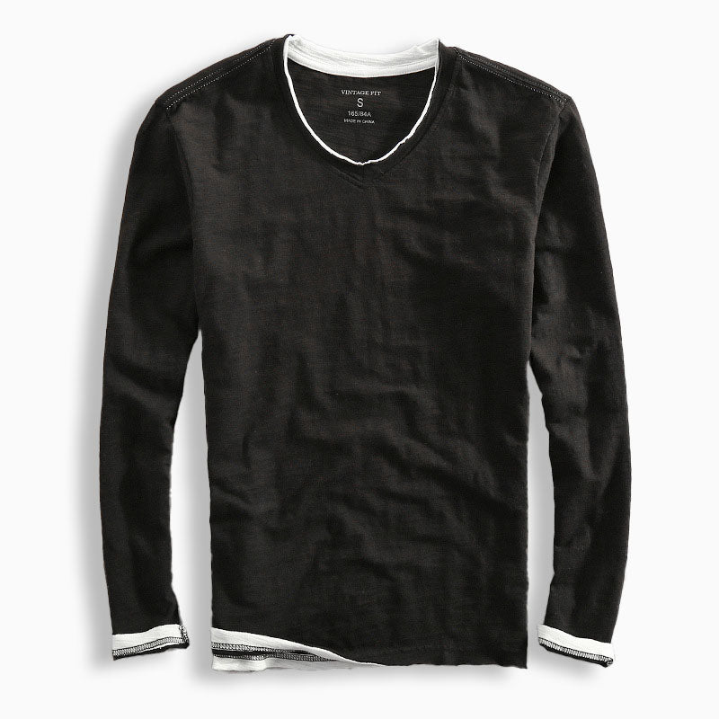 Layered Hem Long Sleeve V Neck Women's Top for Effortless Style 2