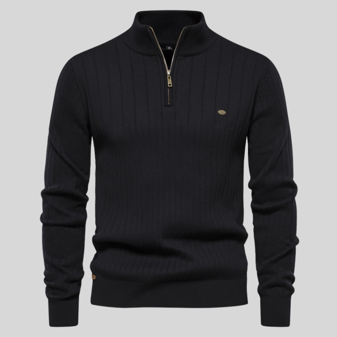 Louie | Men's Quarter Zip Sweater with Long Sleeves and Fitted Silhouette 0