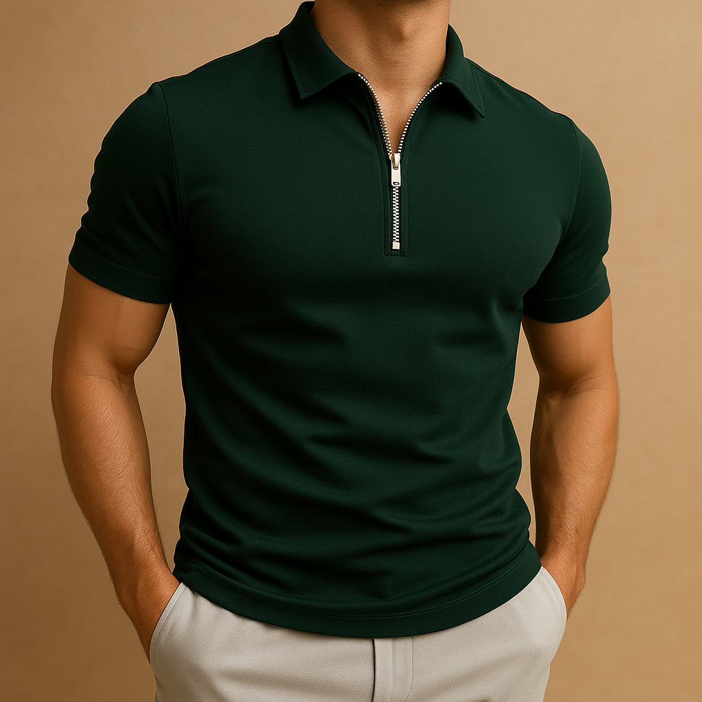 Mason | Men's Slim Fit Polo Shirt with Zip Neck - Breathable and Stain-Resistant Design 4