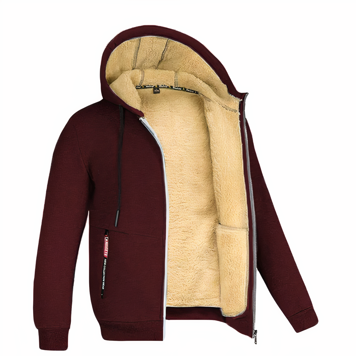 Men's Fleece Lined Hooded Jacket with Zip-Up Closure for Winter Warmth and Style 0