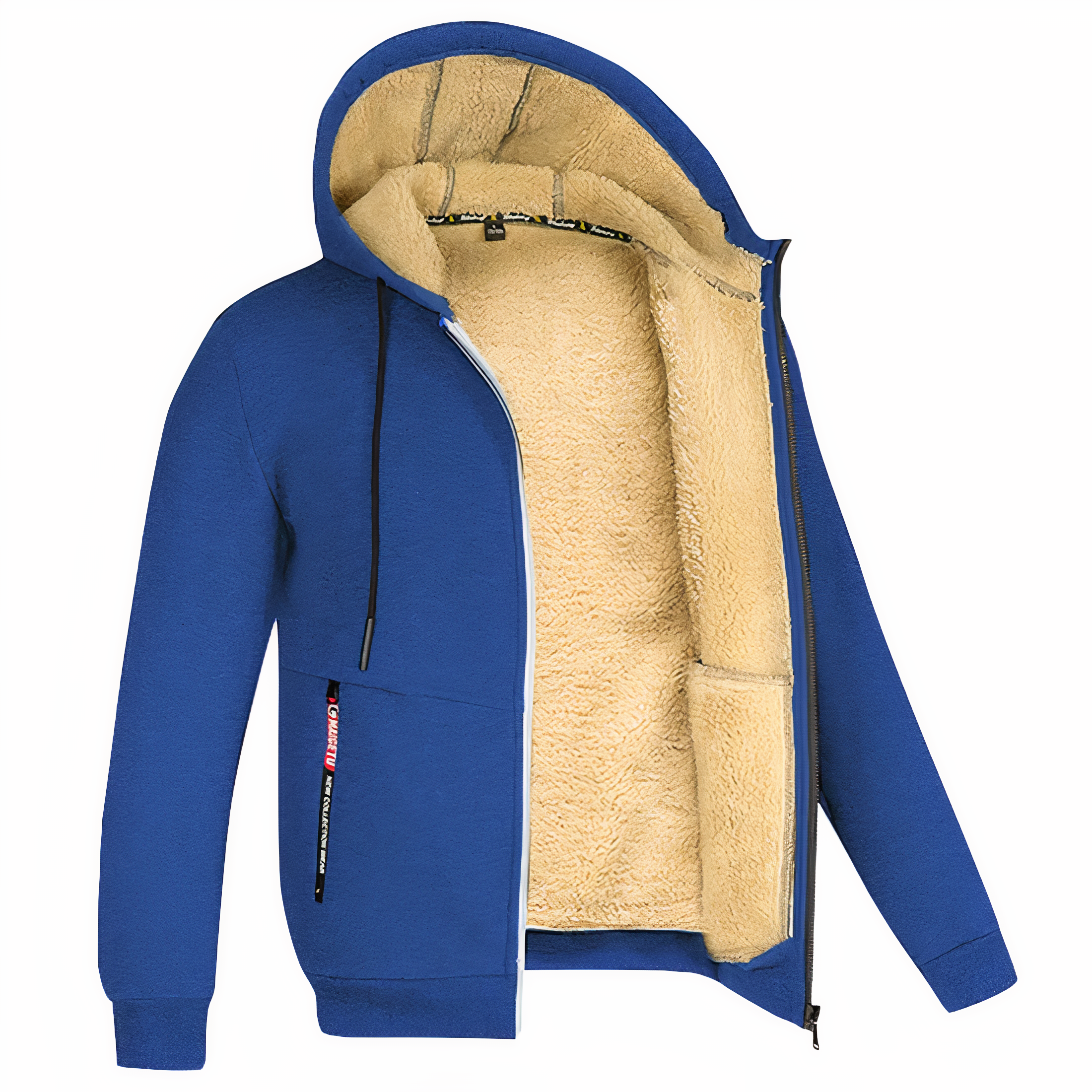 Men's Fleece Lined Hooded Jacket with Zip-Up Closure for Winter Warmth and Style 4