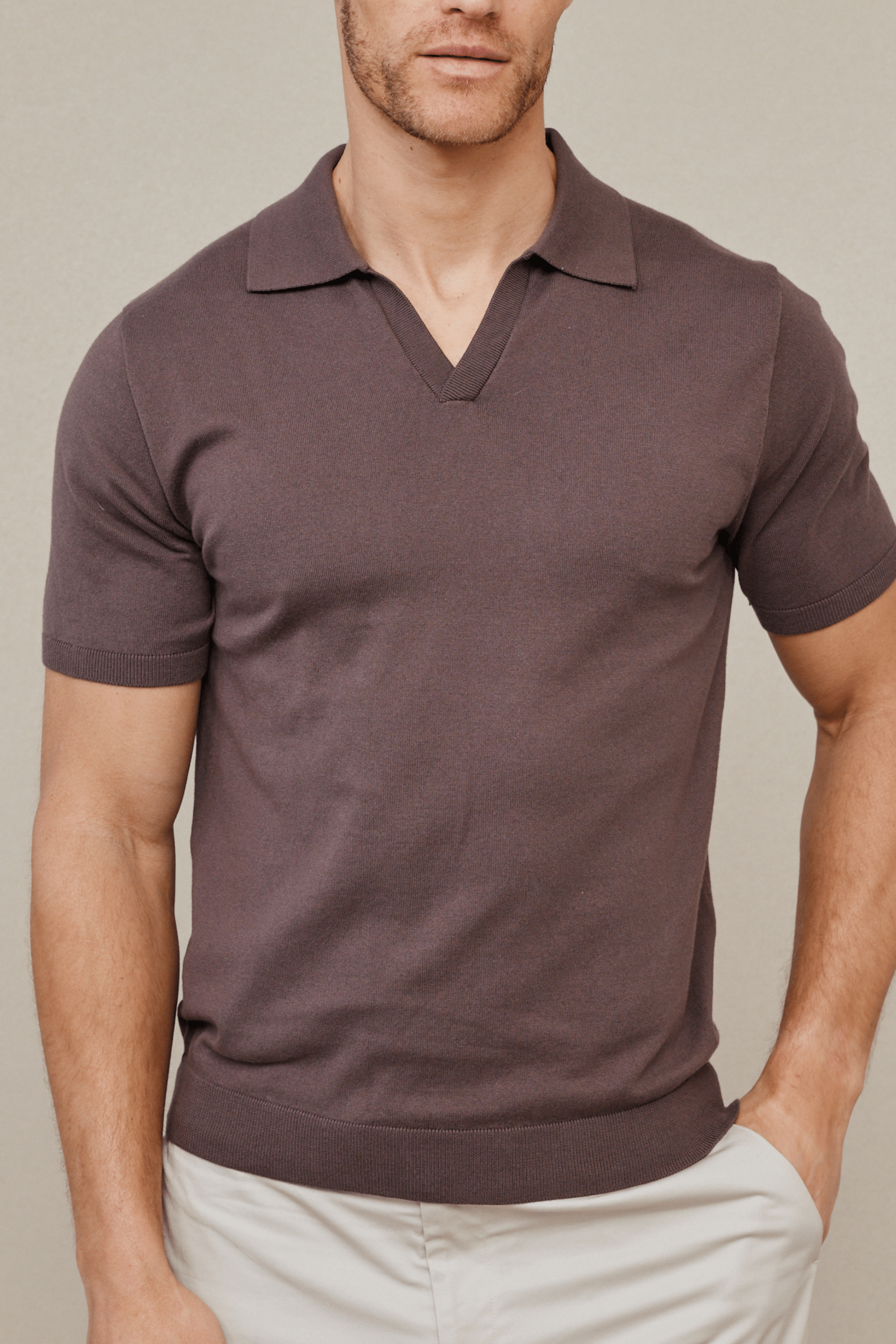 Privia Mocha Men's Polo Shirt | Soft Touch Cotton Open Neck Design 3