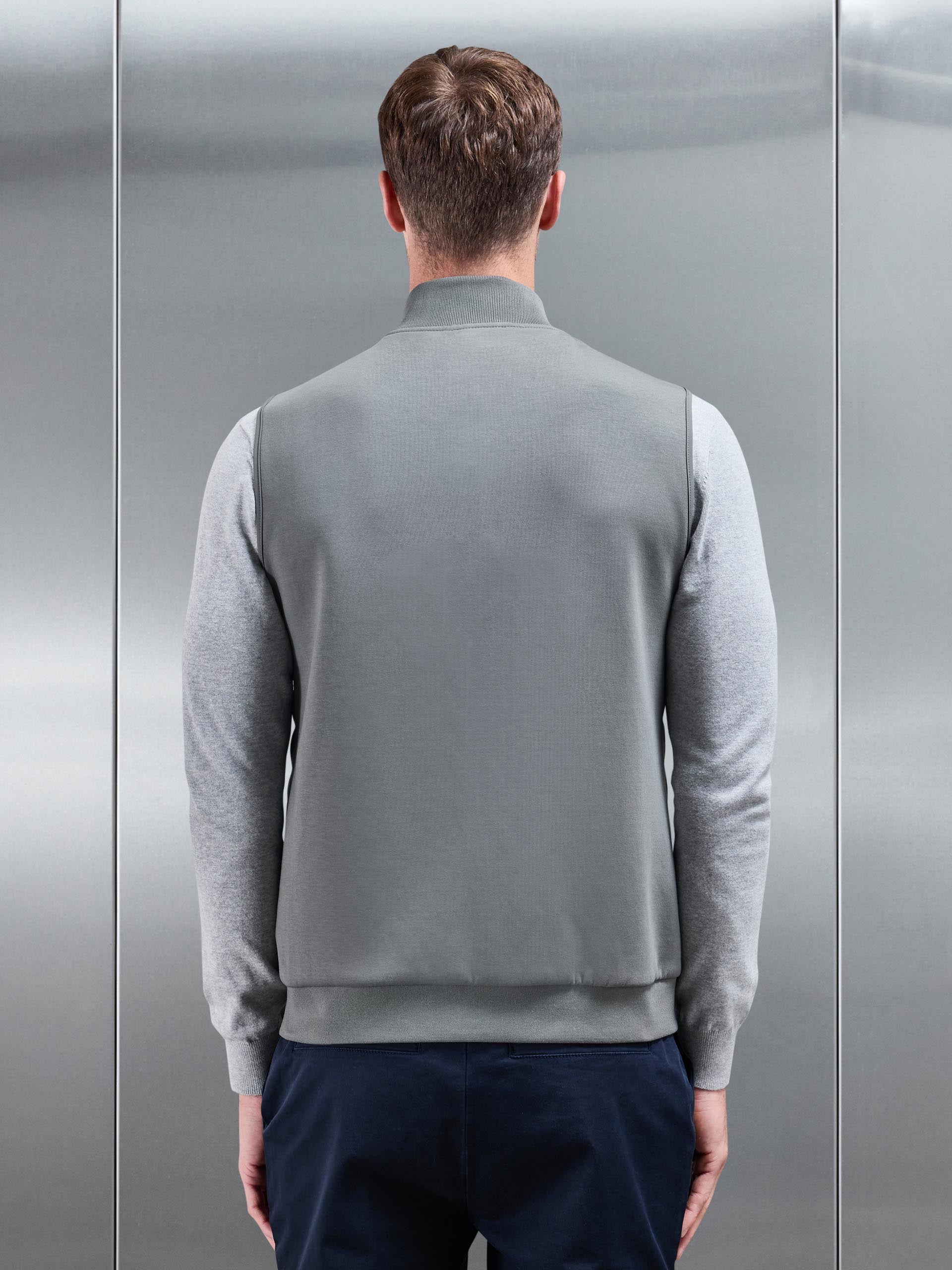 Sage Men's Gilet | Hybrid Quilted Body Warmer with Ribbed Collar and Concealed Pockets 4