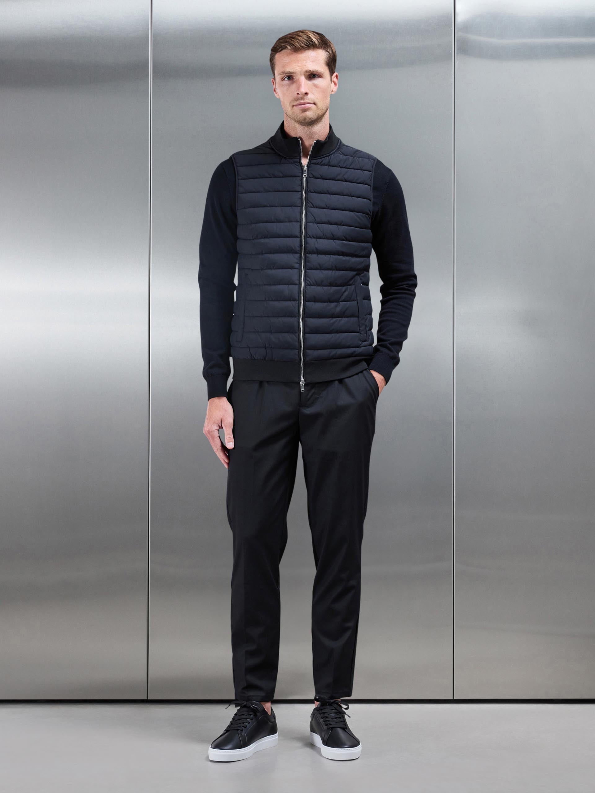 Slim Fit Black Hybrid Quilted Gilet for Men | Stylish Layering Piece 1