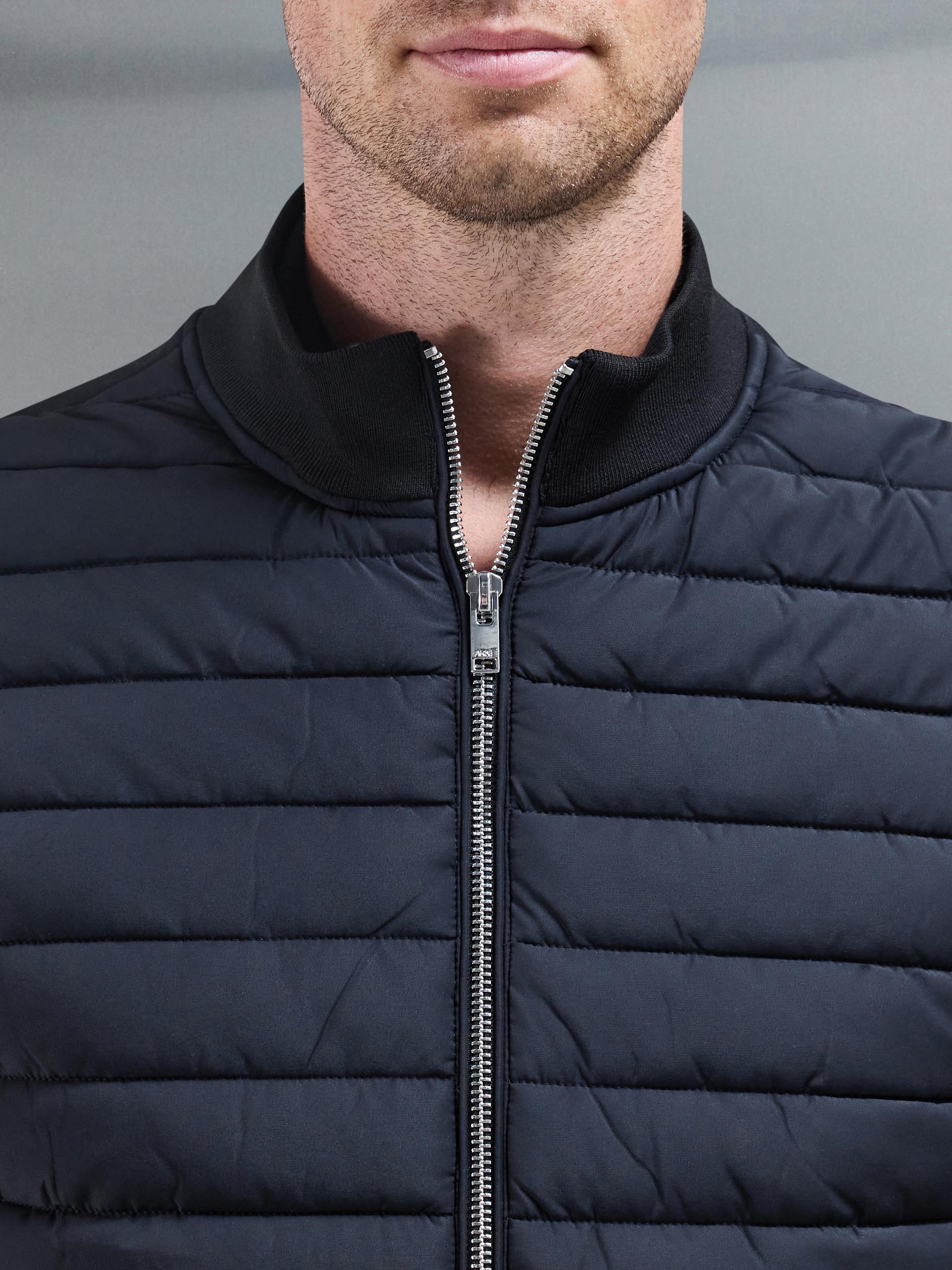 Slim Fit Black Hybrid Quilted Gilet for Men | Stylish Layering Piece 2