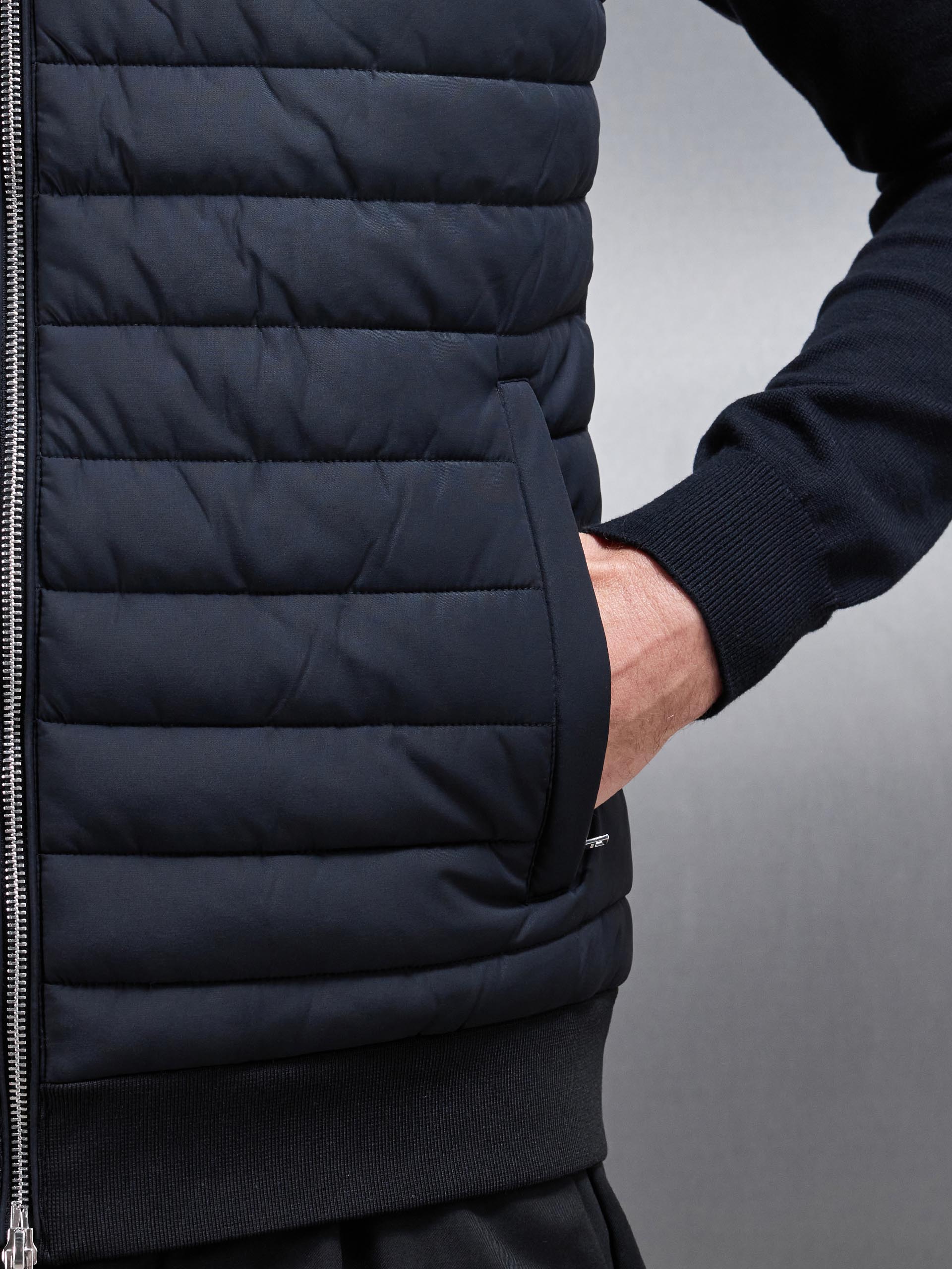 Slim Fit Black Hybrid Quilted Gilet for Men | Stylish Layering Piece 3