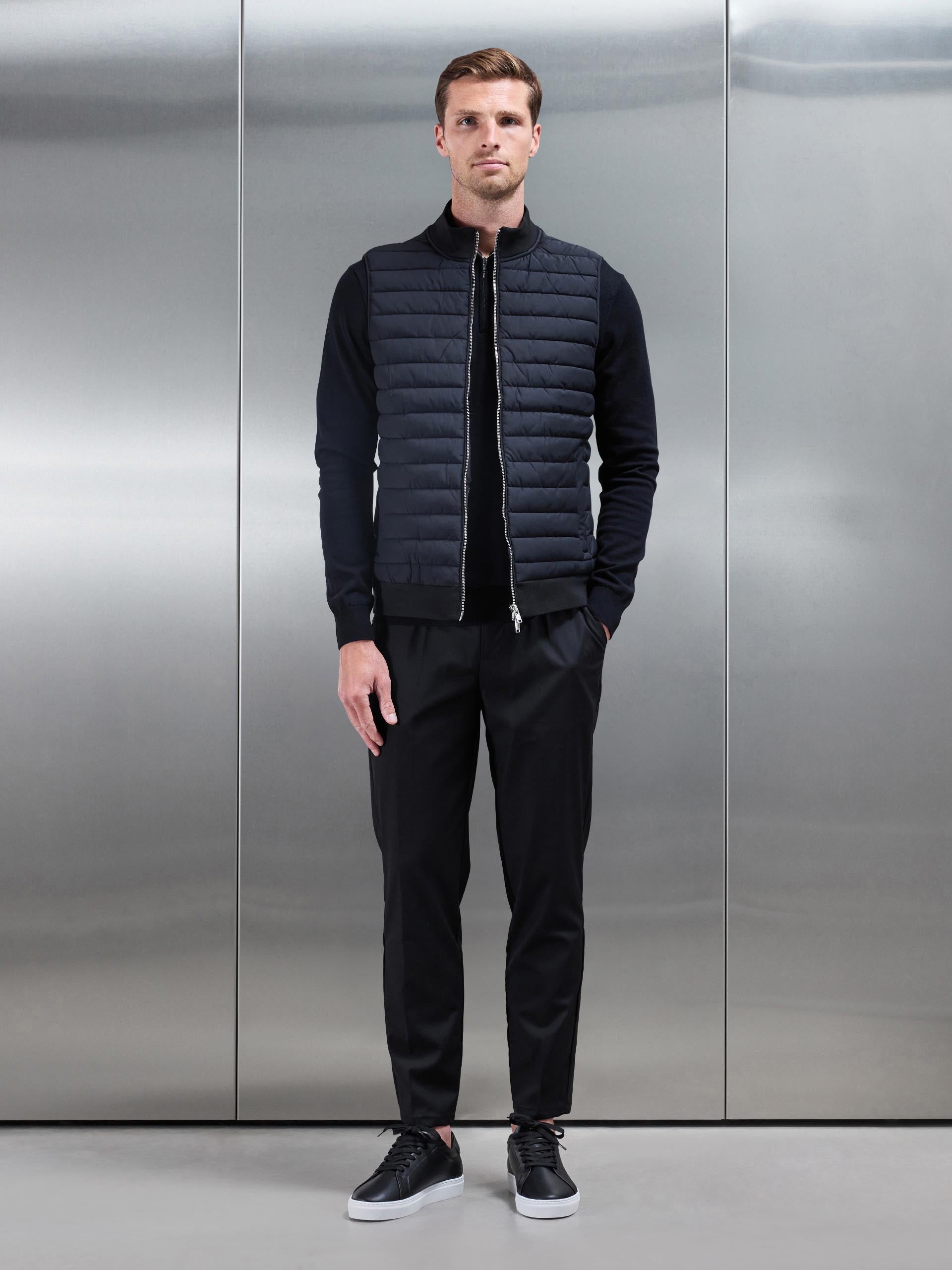 Slim Fit Black Hybrid Quilted Gilet for Men | Stylish Layering Piece 6