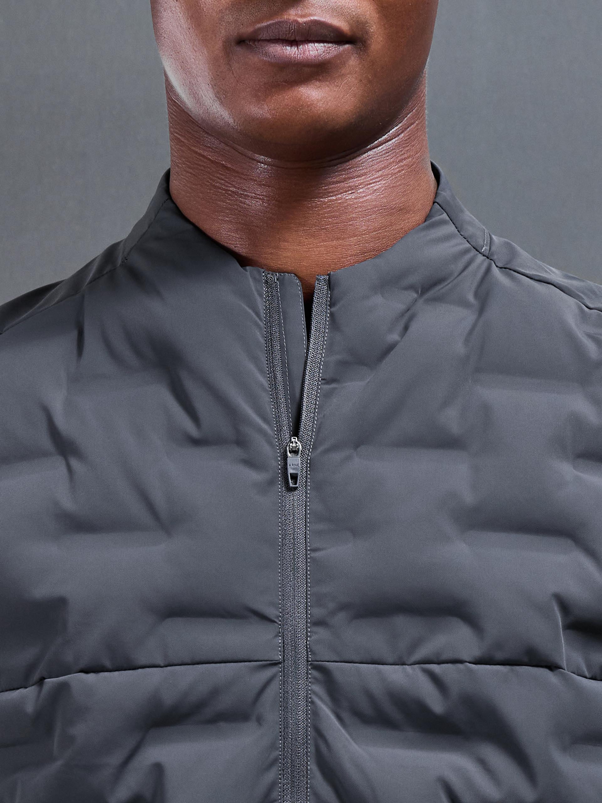 Slim Fit Grey Mens Gilet with Funnel Collar for Stylish Comfort and Insulation 4