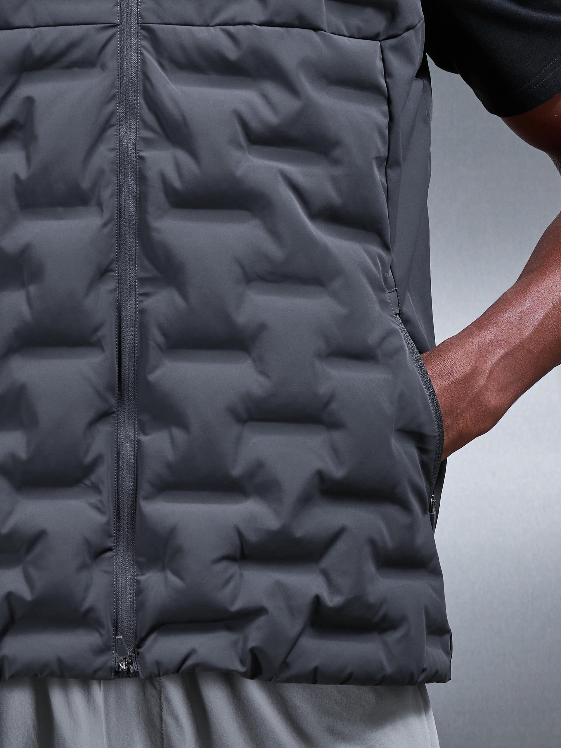 Slim Fit Grey Mens Gilet with Funnel Collar for Stylish Comfort and Insulation 5