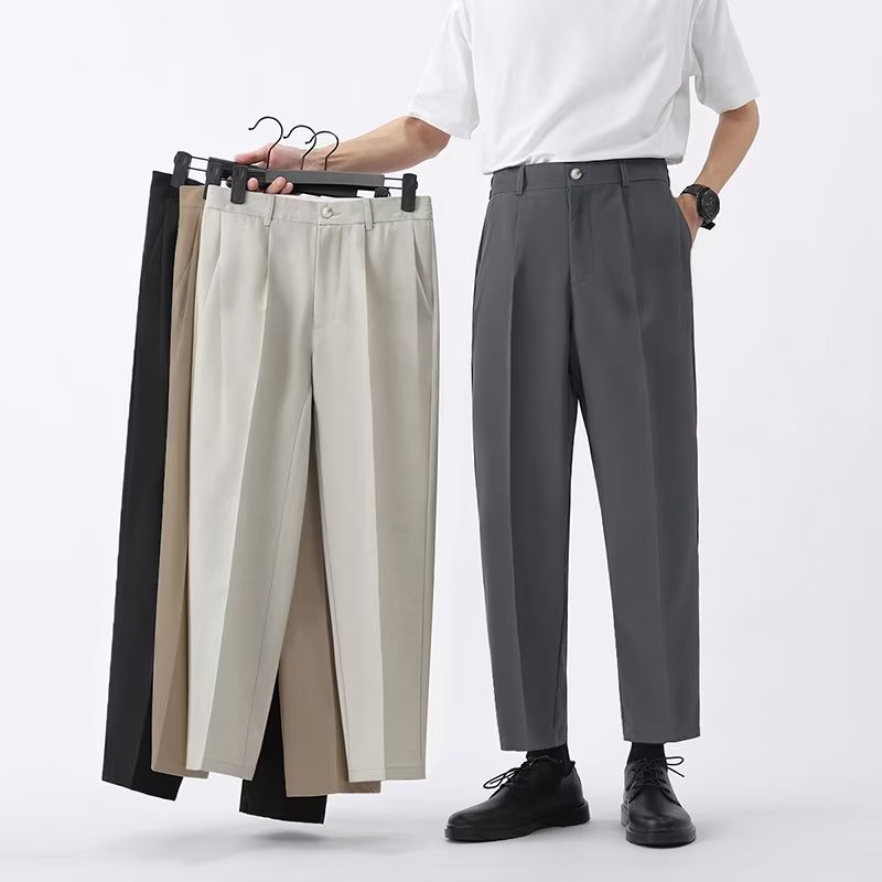 Stan | Men's Cropped High-Waisted Pleated Trousers for Versatile Style 8