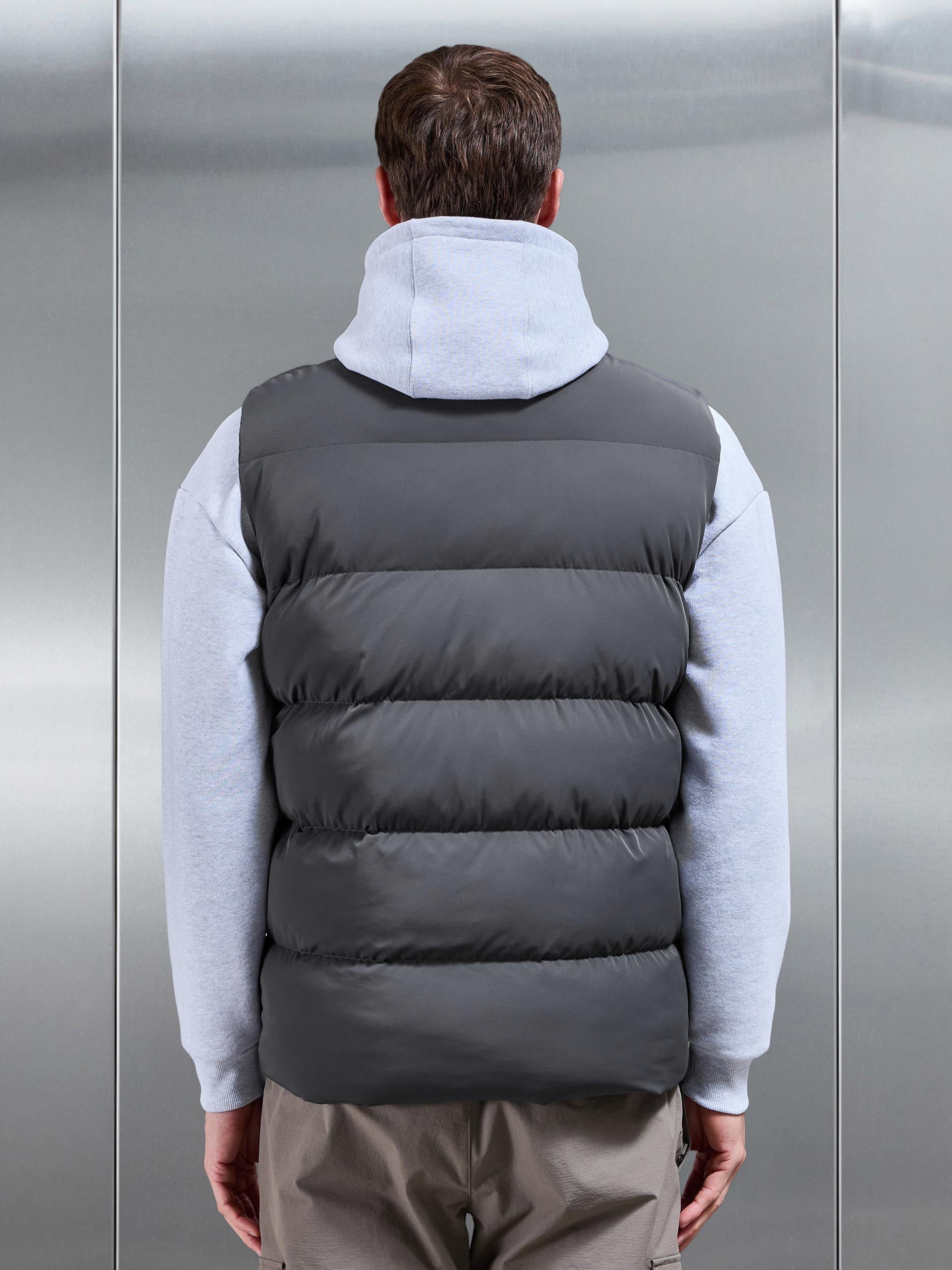 Stylish Grey Quilted Men's Gilet with Bomber Collar and Concealed Pockets 5