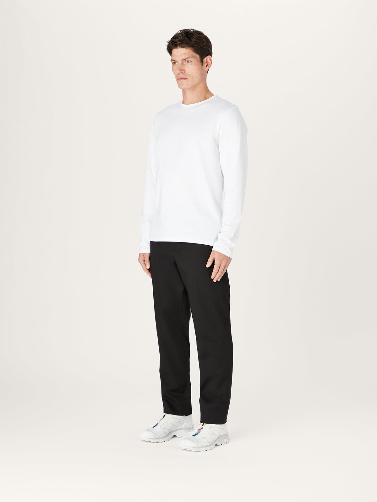 White Long Sleeve T-Shirt | Premium Organic Cotton with Split Sides for Comfort and Style 2